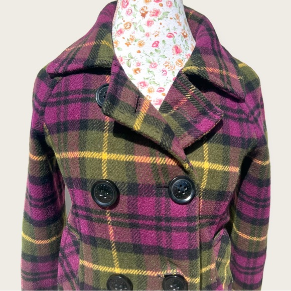 Aeropostale Plaid Pea Coat NWOT - Picture 2 of 11